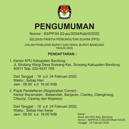 PENERIMAAN PENDAFTARAN PANITIA PEMUNGUTAN SUARA TAHUN 2020;